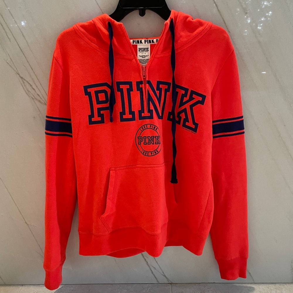 VS Pink - quarter zip logo hoodie
